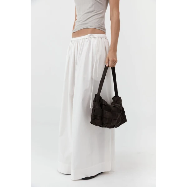 St. Agni Suede Woven Envelope Mini Tote in Coffee, view 3