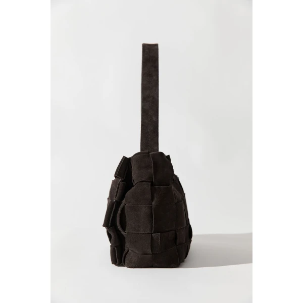 St. Agni Suede Woven Envelope Mini Tote in Coffee, view 5