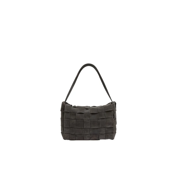 Suede Woven Envelope Mini Tote in Steel