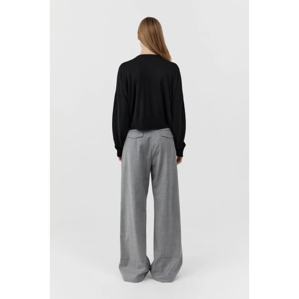St. Agni Superfine Merino Wool Cardigan in Black, view 5