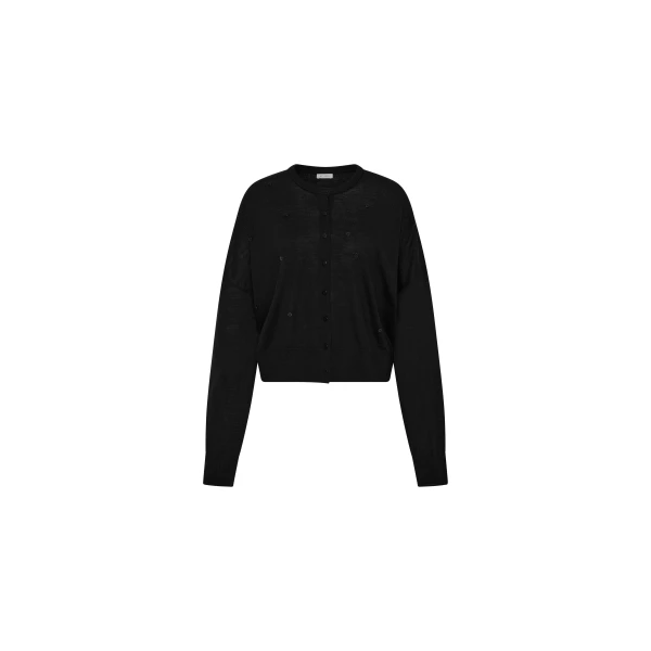 St. Agni Superfine Merino Wool Cardigan in Black