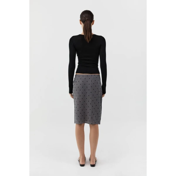 St. Agni Superfine Merino Wool Long Sleeve Top in Black, view 5
