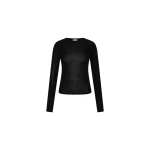 St. Agni Superfine Merino Wool Long Sleeve Top in Black