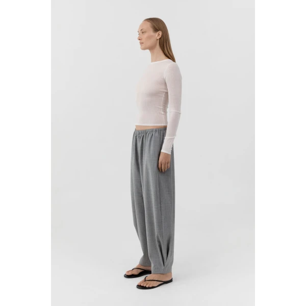 St. Agni Superfine Merino Wool Long Sleeve Top in Talco, view 4