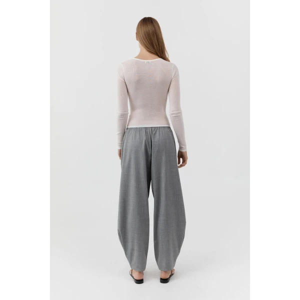 St. Agni Superfine Merino Wool Long Sleeve Top in Talco, view 5