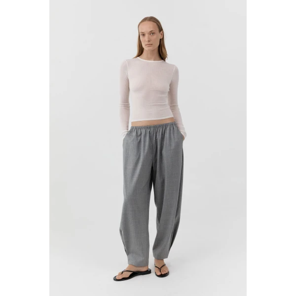 St. Agni Superfine Merino Wool Long Sleeve Top in Talco, view 6