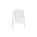 St. Agni Superfine Merino Wool Long Sleeve Top in Talco