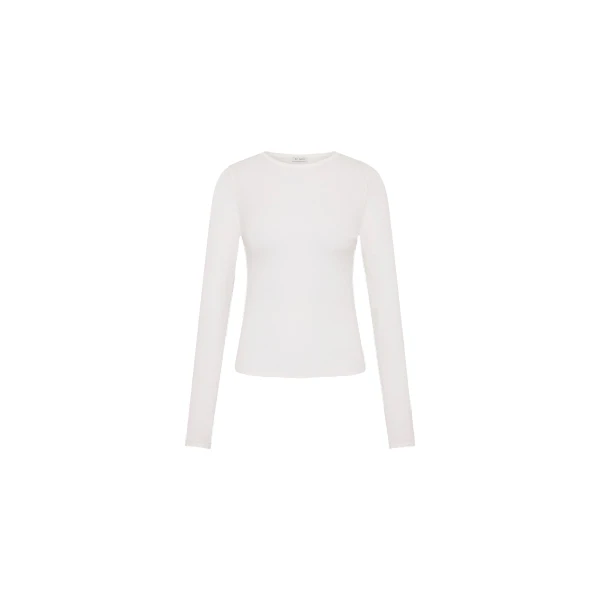 St. Agni Superfine Merino Wool Long Sleeve Top in Talco
