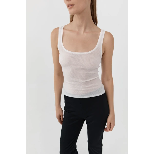 St. Agni Superfine Merino Wool Tank in Talco, view 3