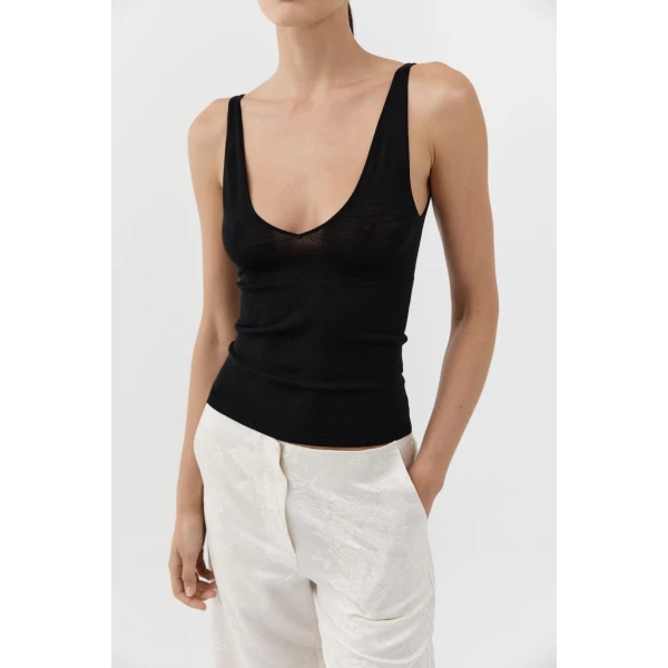 St. Agni Superfine Merino Wool Top in Black, view 3