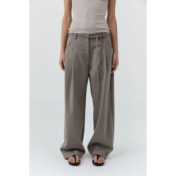 St. Agni Tailored Barrel Pants in Light Taupe, view 3