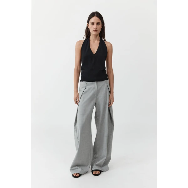 St. Agni Tailored Fold Pants in Concrete, view 2