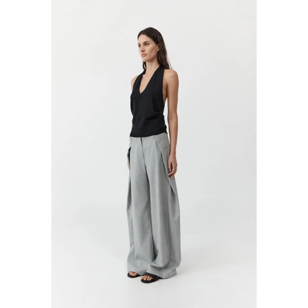 St. Agni Tailored Fold Pants in Concrete, view 3