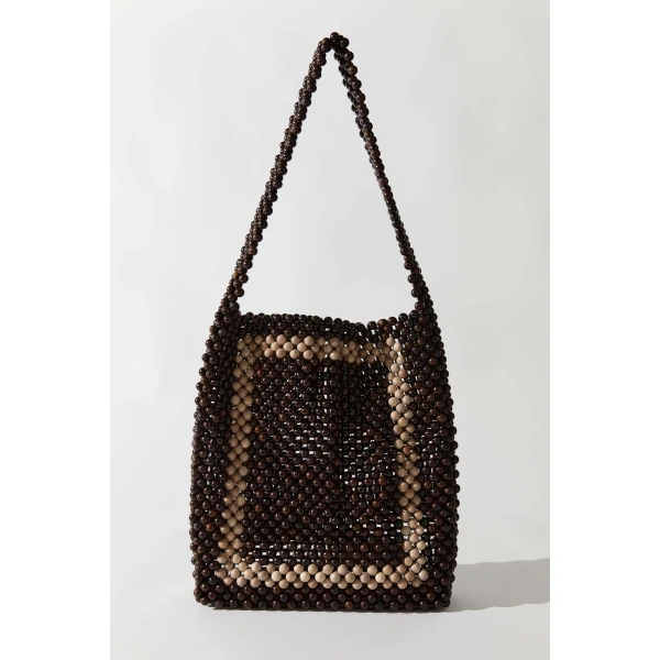 St. Agni Taxi Bag in Coffee and Ecru, view 2