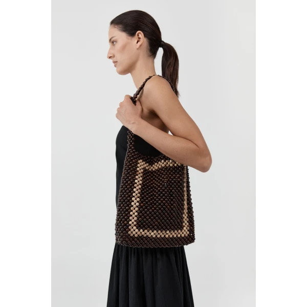St. Agni Taxi Bag in Coffee and Ecru, view 3