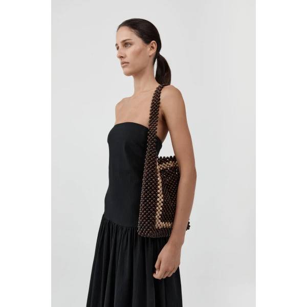 St. Agni Taxi Bag in Coffee and Ecru, view 6