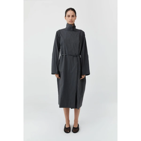 St. Agni Technical Cotton Cocoon Coat in Iron Glaze, view 2