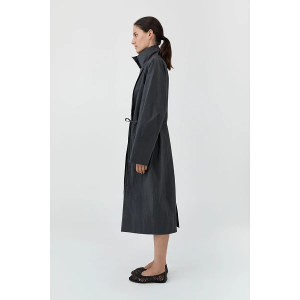 St. Agni Technical Cotton Cocoon Coat in Iron Glaze, view 4