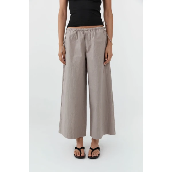 St. Agni Technical Cotton Cropped Drawstring Pants in Grey Stone, view 3