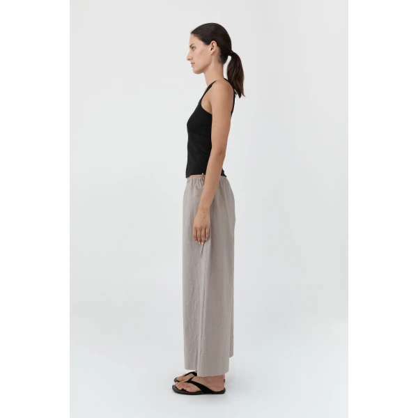 St. Agni Technical Cotton Cropped Drawstring Pants in Grey Stone, view 4