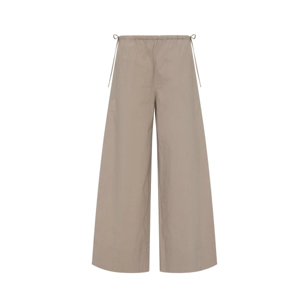 Technical Cotton Cropped Drawstring Pants in Grey Stone