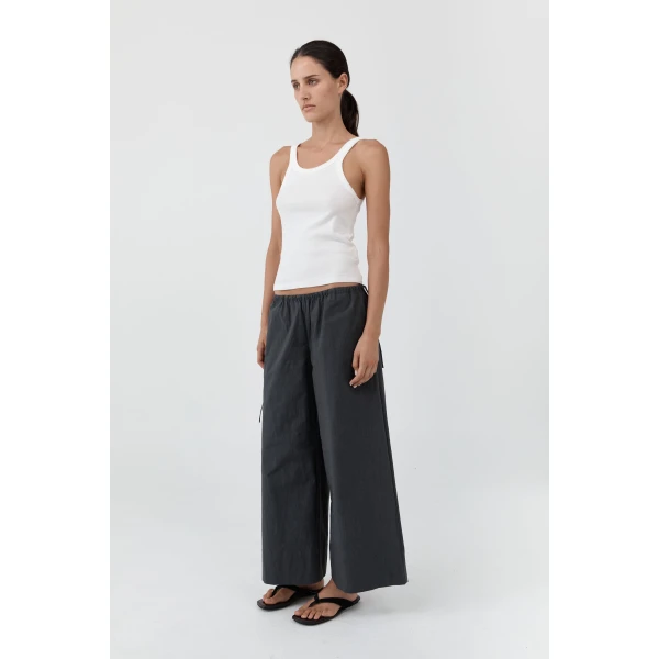 St. Agni Technical Cotton Cropped Drawstring Pants in Iron Glaze, view 2