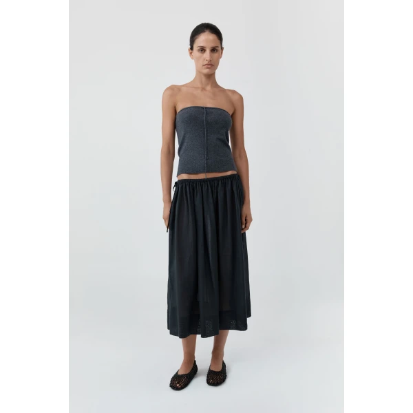 St. Agni Transparent Midi Skirt in Black, view 2