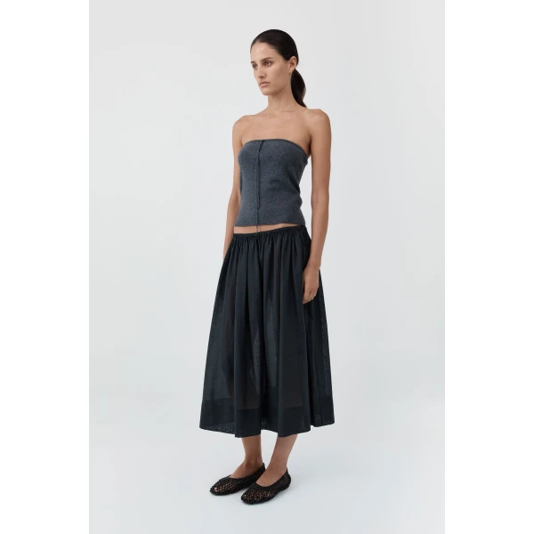 St. Agni Transparent Midi Skirt in Black, view 3
