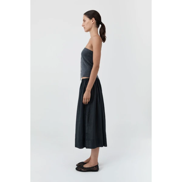 St. Agni Transparent Midi Skirt in Black, view 4