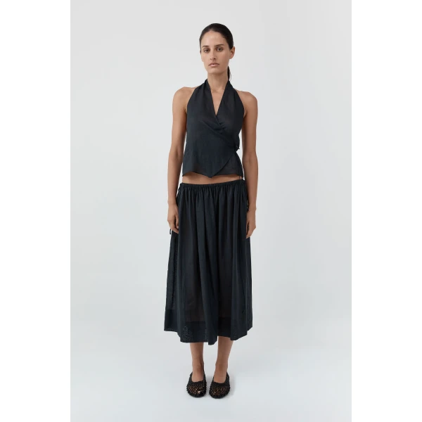 St. Agni Transparent Midi Skirt in Black, view 6