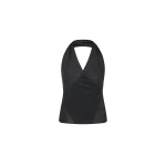 St. Agni Transparent Wrap Halter Top in Black