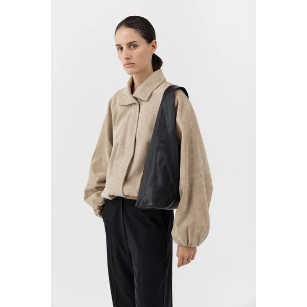 St. Agni Triangle Hobo Bag in Black, view 6