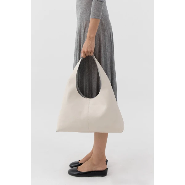 St. Agni Triangle Hobo Bag in Parchment, view 3