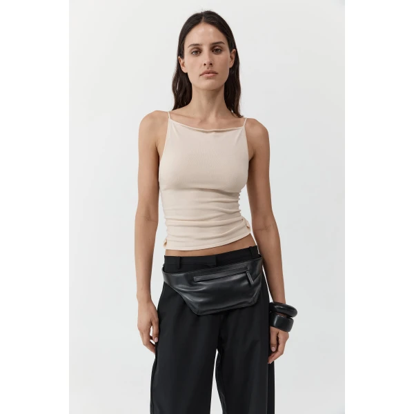St. Agni Twist Back Knit Top in Shell, view 2