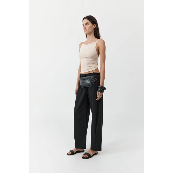 St. Agni Twist Back Knit Top in Shell, view 4