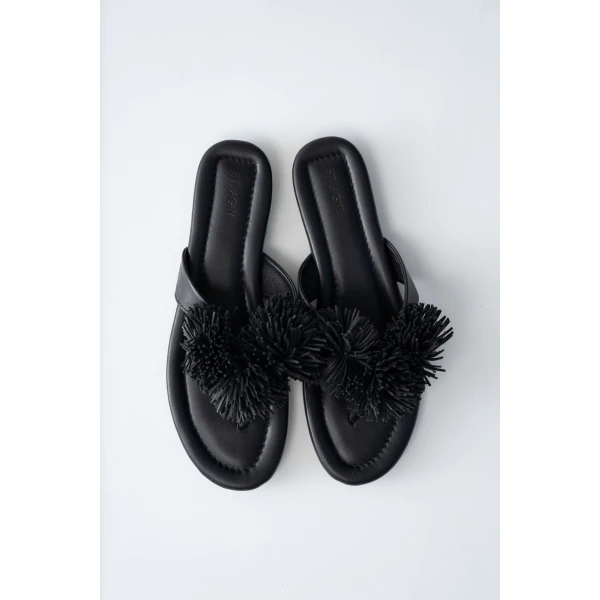 St. Agni Urchin Slide in Black, view 6