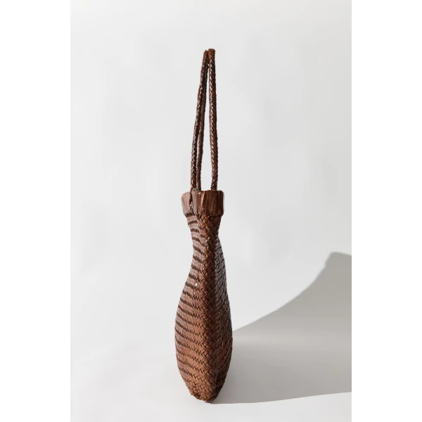 St. Agni Wide Bagu Woven Tote in Chestnut, view 5