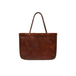 St. Agni Wide Bagu Woven Tote in Chestnut