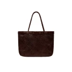 St. Agni Wide Bagu Woven Tote in Chocolate