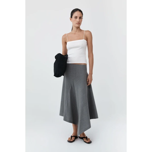 St. Agni Wool Asymm Skirt in Pumice, view 6
