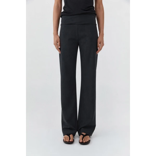 St. Agni Wool Blend Studio Pants in Dark Graphite, view 3