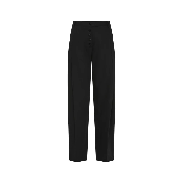 St. Agni Wool Button Front Pleat Pants in Black