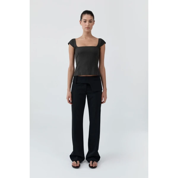 St. Agni Wool Cap Sleeve Top in Umber, view 5