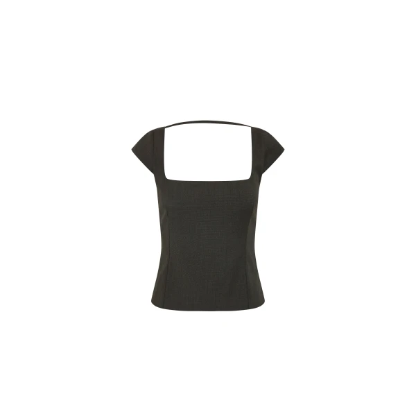 St. Agni Wool Cap Sleeve Top in Umber