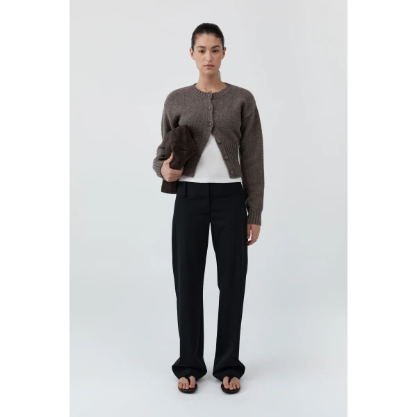 St. Agni Wool Cardigan in Taupe Melange, view 3