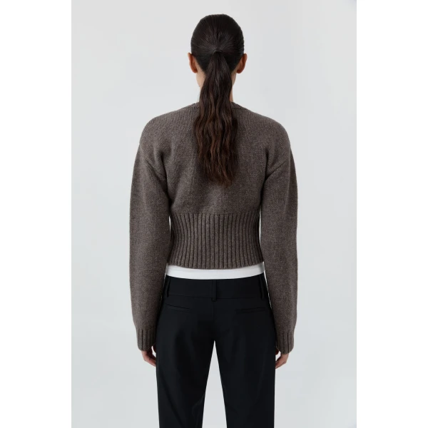 St. Agni Wool Cardigan in Taupe Melange, view 5