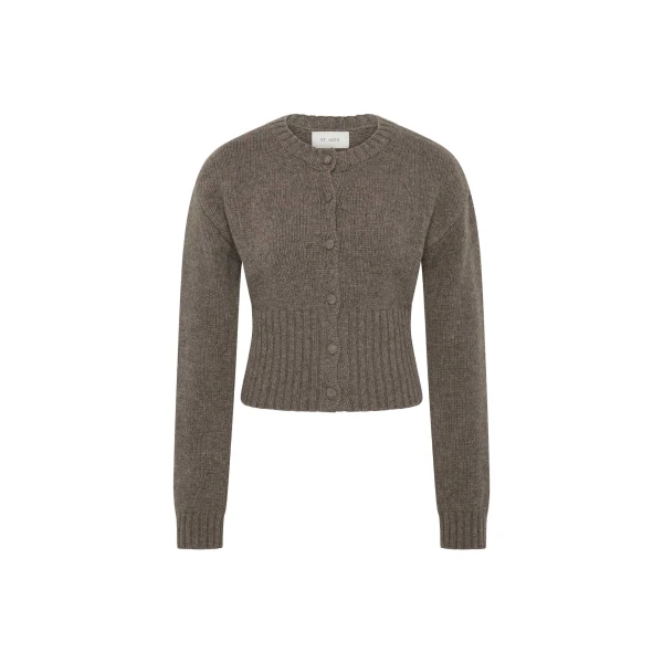 Wool Cardigan in Taupe Melange