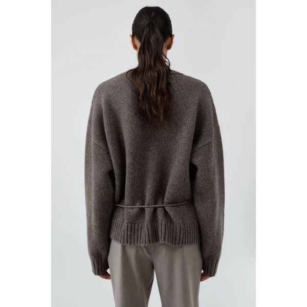 St. Agni Wool Crew Neck Jumper in Taupe Melange, view 6