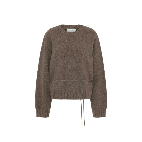 St. Agni Wool Crew Neck Jumper in Taupe Melange