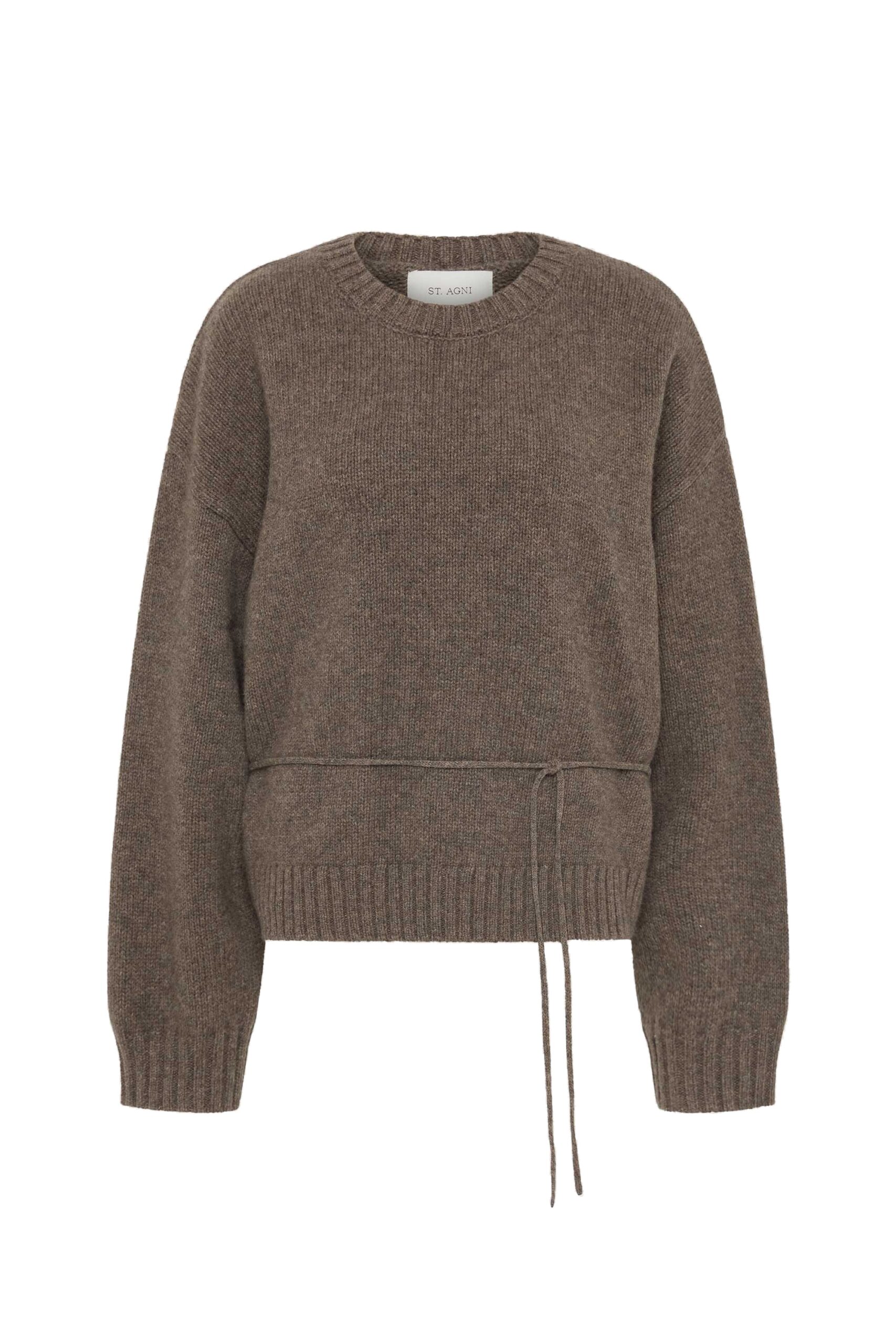 St. Agni Wool Crew Neck Jumper in Taupe Melange | Knitwear | Coveti St. Agni Wool Crew Neck Jumper in Taupe Melange